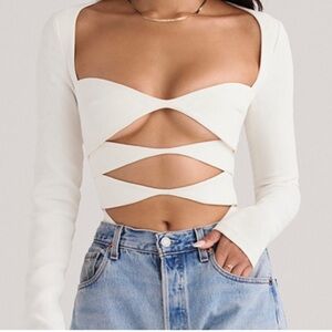 House of CB White Danica Bodysuit
